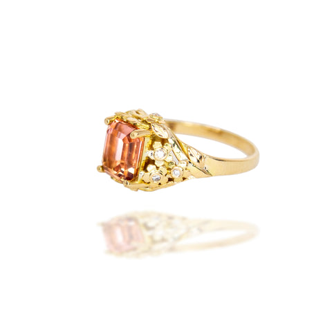 Sherbert Tourmaline Flower Ring