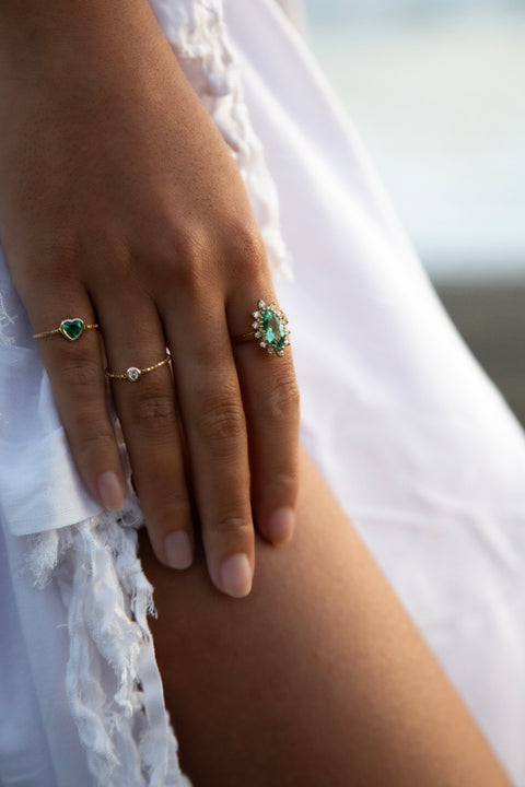 Mint Tourmaline & Diamond Ring