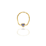 Floating Sapphire Heart Soft Chain Ring