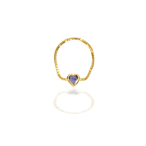 Floating Sapphire Heart Soft Chain Ring