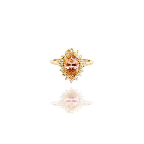 Sherbert Tourmaline & Diamond Marquise Flower Ring