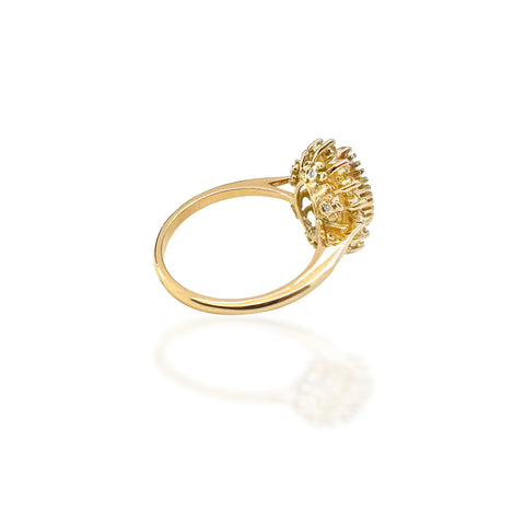 Sherbert Tourmaline & Diamond Marquise Flower Ring