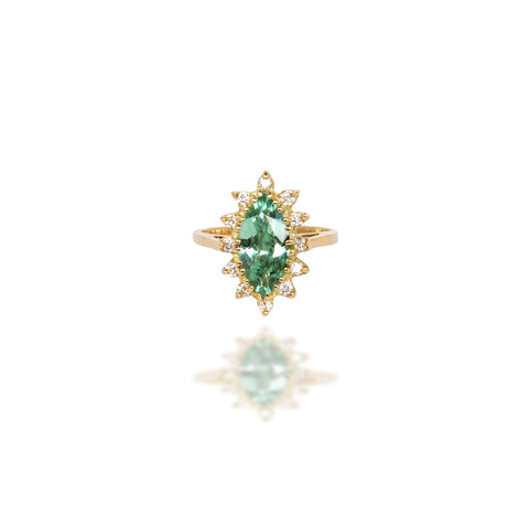 Mint Tourmaline & Diamond Ring