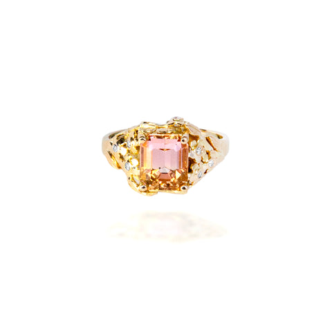 Sherbert Tourmaline Flower Ring